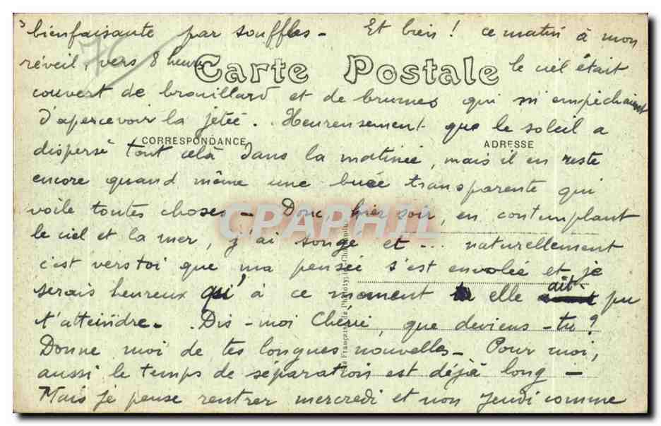 CPA Dieppe Le Quai du Hable Le Chenal Grand pere et enfants — Verso