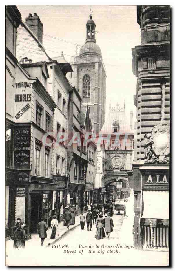 CPA Rouen Rue de la Grosse Horloge Street of the big clock