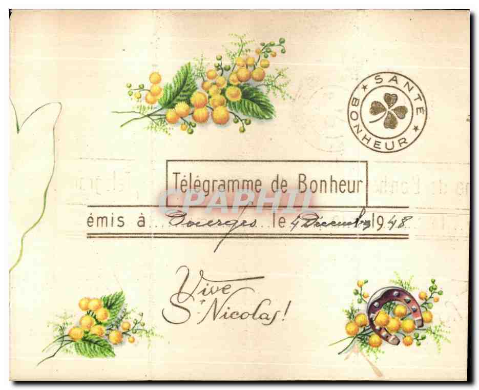 CPA Fantaisie Fleur Telegramme de bonheur  — Rückseite