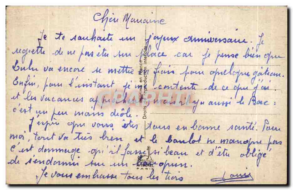 CPA Fantaisie Fleur Anniversaire — Rückseite