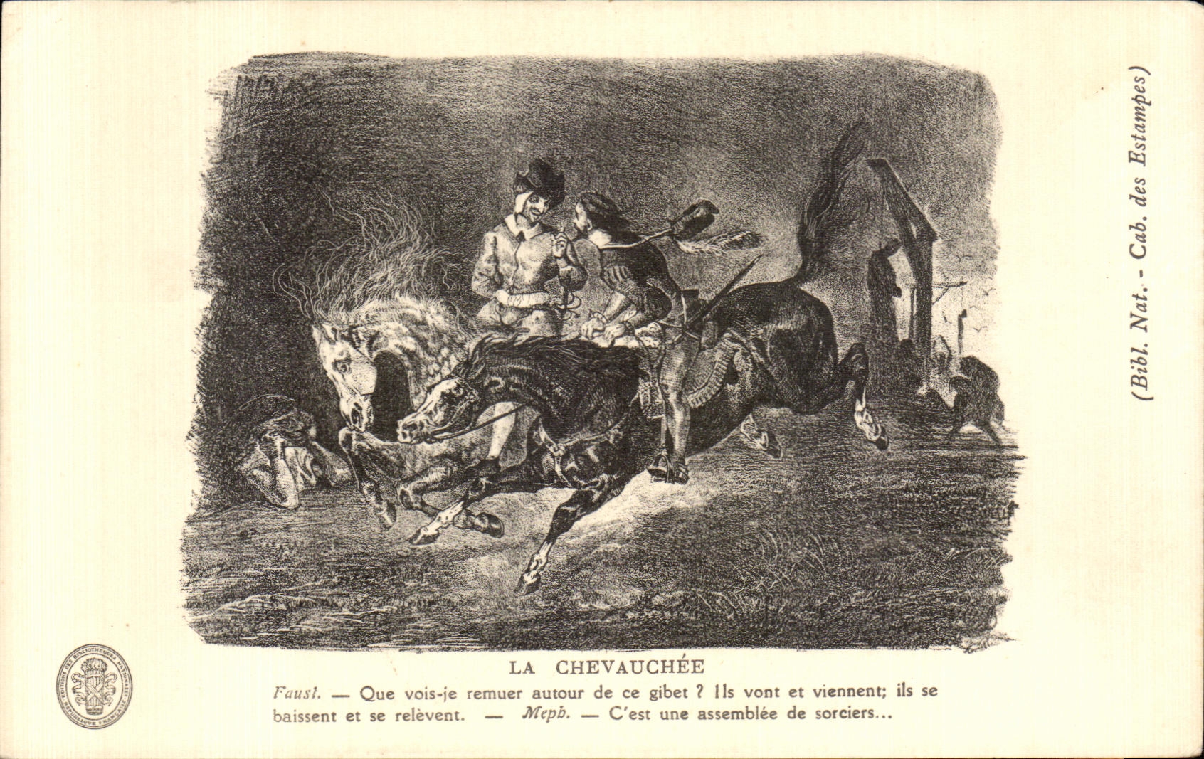 CPA La Chevauchee Que vois je remuer autour de ce gibet Faust Mephistopheles