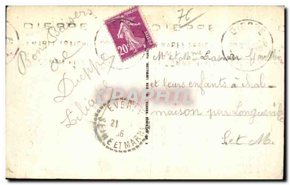 CPA Fuys Falaise en Amont et les Villas — Rückseite