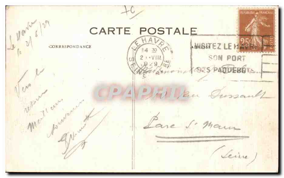 CPA Le Havre Quai de Southampton Bateau — Rückseite