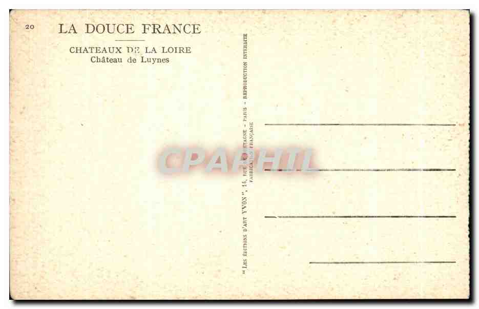 CPA La Douce France Chateaux La Loire Chateau de Luynes — Rückseite
