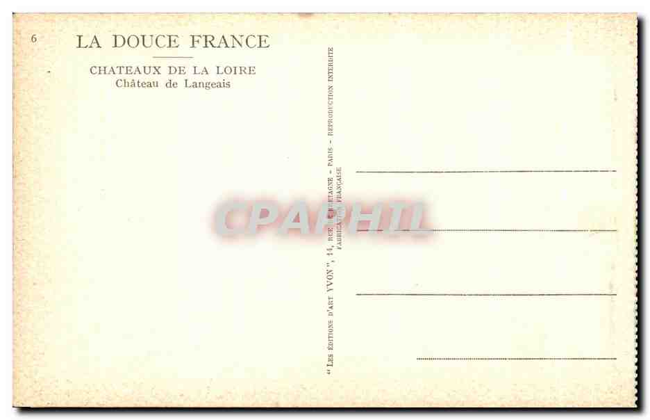 Château de Langeais — Châteaux de la Loire — Éditions d'Art VVON, Paris — Back