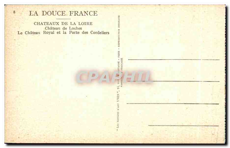 CPA La Douce France Chateaux La Loire Chateau de Loches — Rückseite