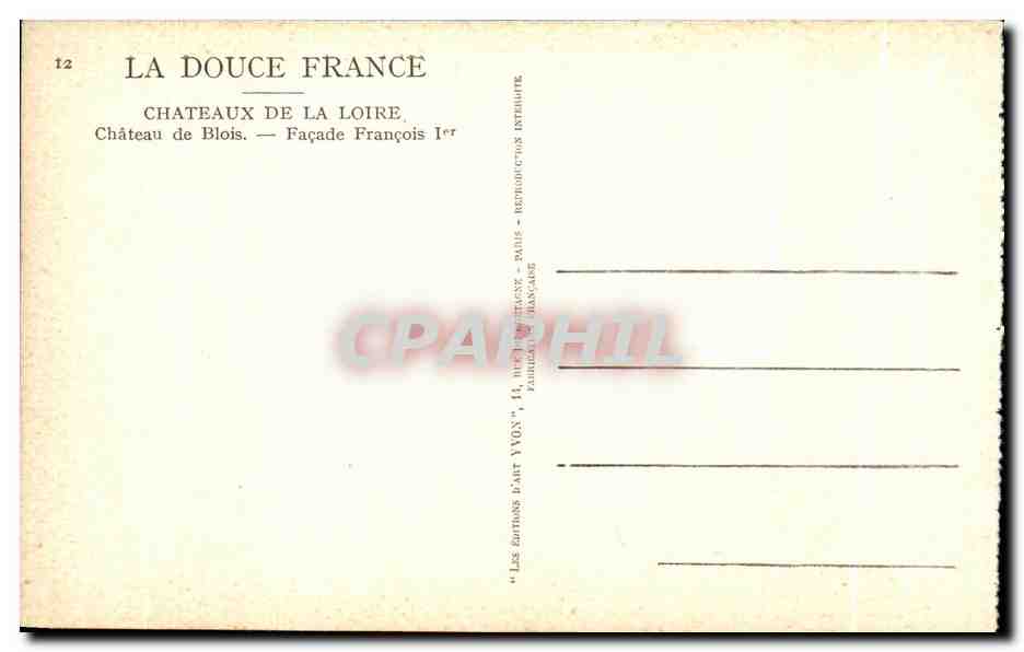 CPA La Douce France Chateaux De La Loire Chateaux de Blois — Verso