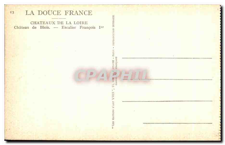 CPA La Douce France Chateauz De La Loire Chateau Blois  — Verso