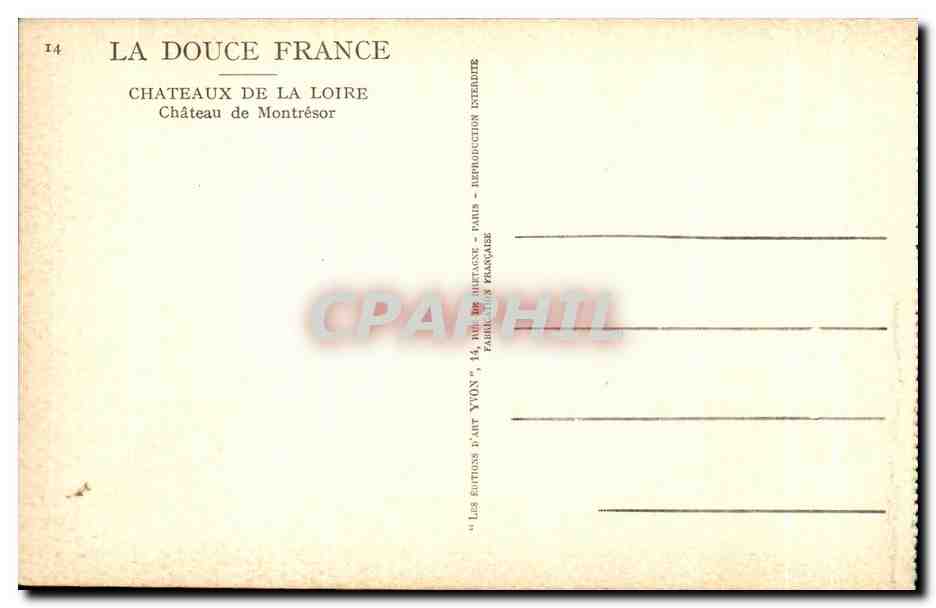 CPA La Douce France Chateaux De La Loire Chateau de Montresor — Rückseite
