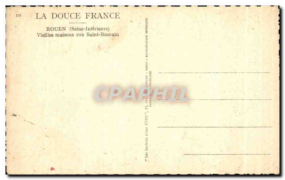 CPA Rouen La Vieilles Maisons rue Saint Romain — Verso
