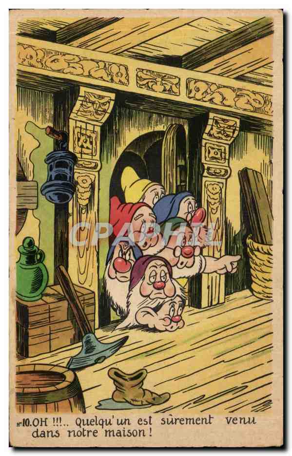 CPA Walt Disney Snow white Dwarves Les 7 nains Mickey Mouse 