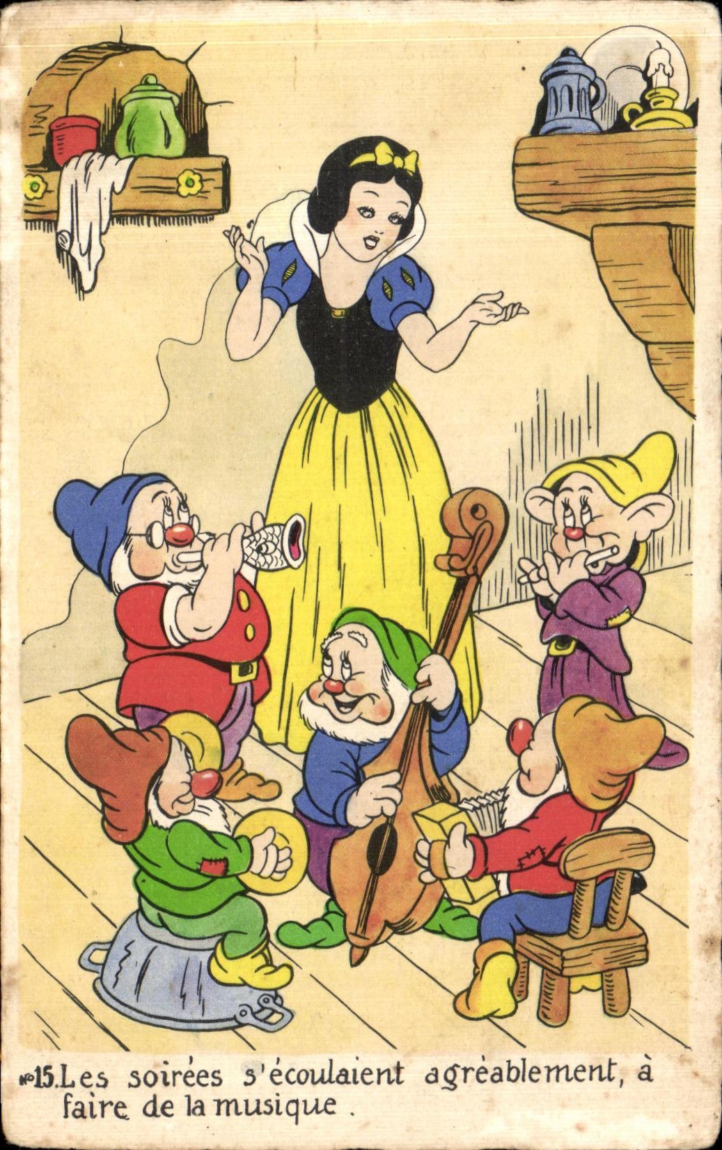 CPA Walt Disney Snow white Dwarves Les 7 nains Mickey Mouse