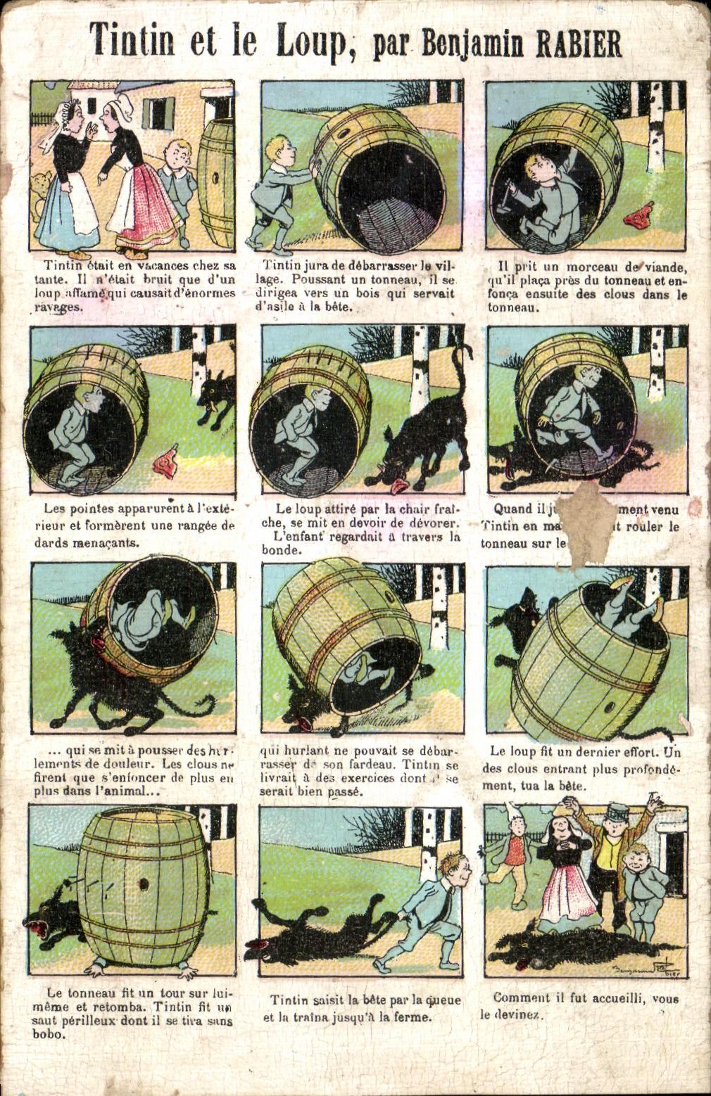 CPA Tintin et le loup Benjamin Rabier Herge