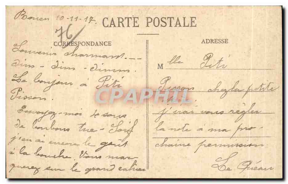 CPA Rouen Souvenir — Verso