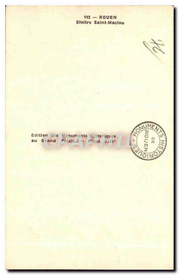 CPA Rouen Cloitre Saint Maclou — Verso
