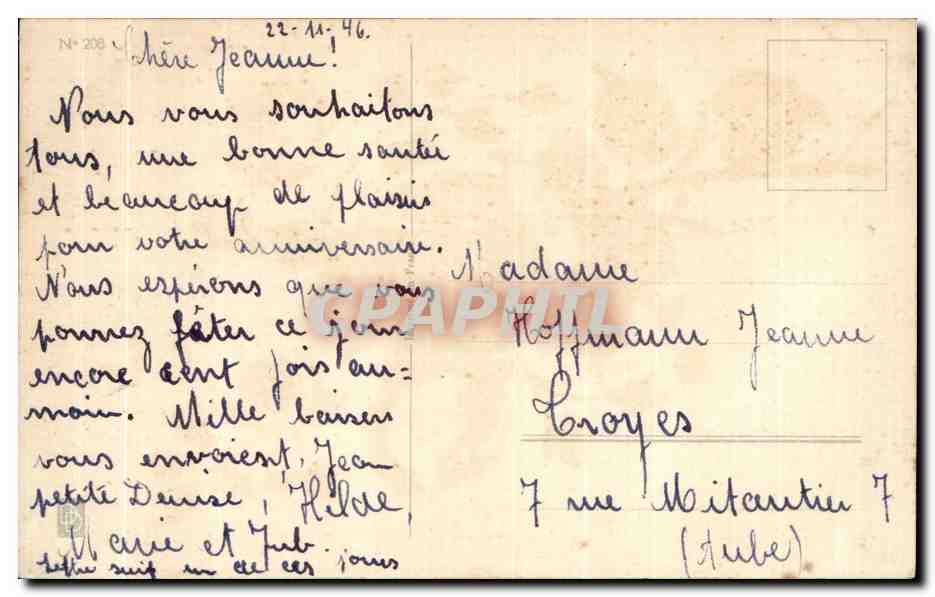 CPA Fleurs Anniversaire — Verso