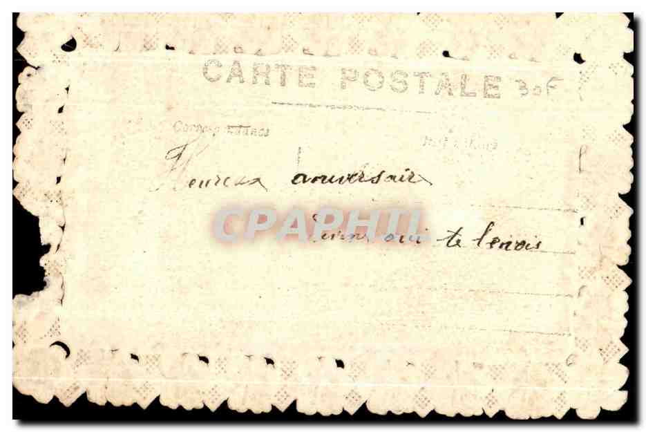 CPA Fantaisie Fleurs Bonne fete carte brodee — Rückseite