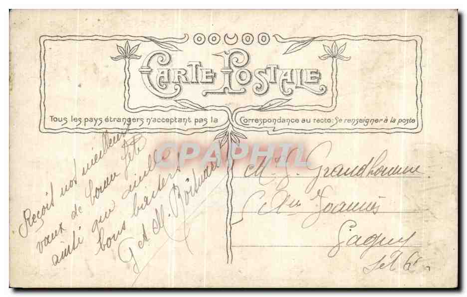 CPA Bonne Fete Fantaisie Fleurs Santons  — Back