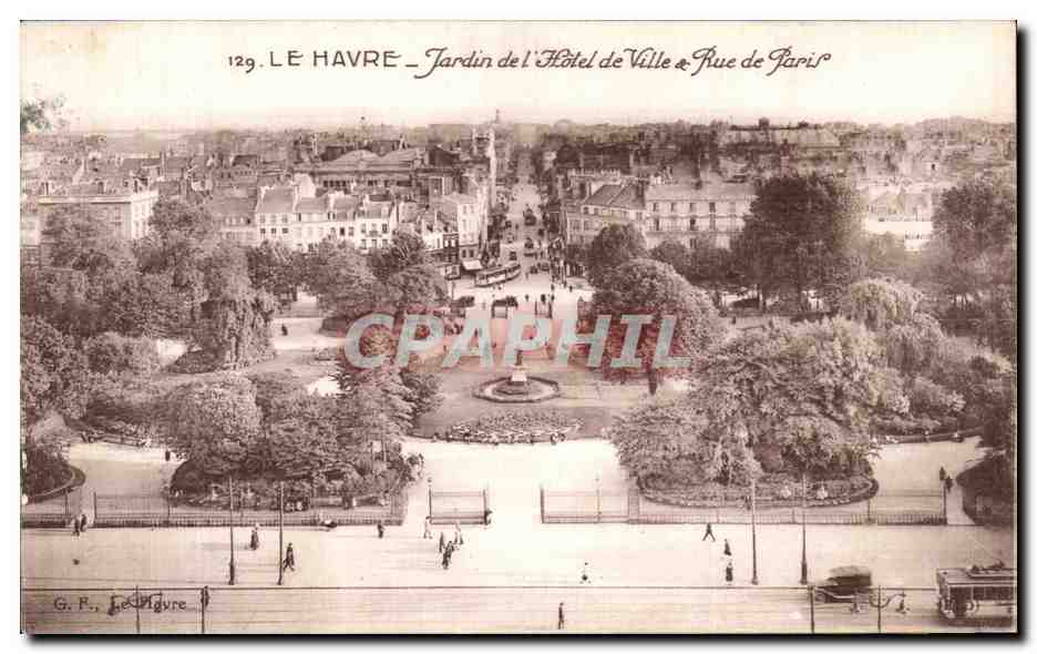 CPA Le Havre Jardin de l Hotel de Ville Rue de Paris