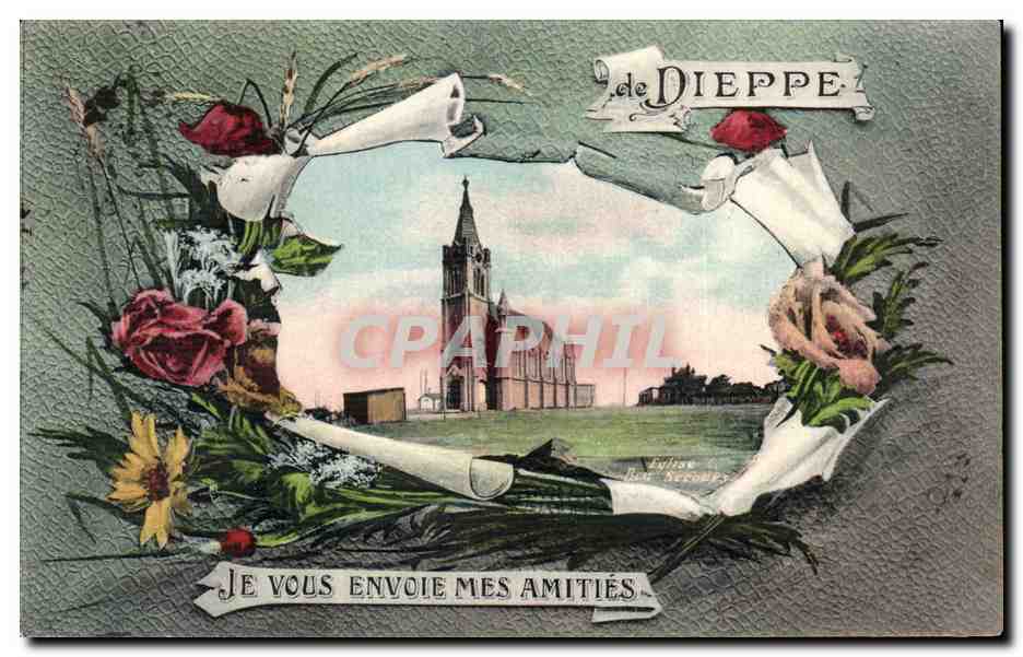 CPA Dieppe Je Vous Envoie mes Amites Bateau