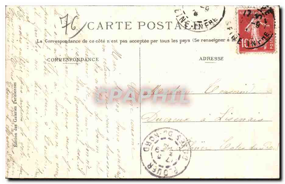 CPA Dieppe Je Vous Envoie mes Amites Bateau — Rückseite