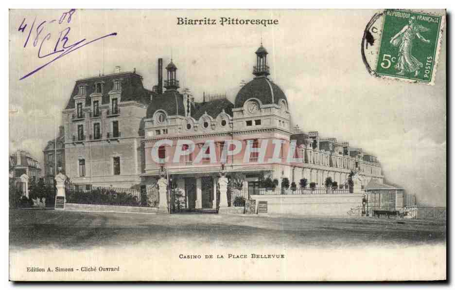 CPA Biarritz Pittoresque Casino De La Place Bellevue