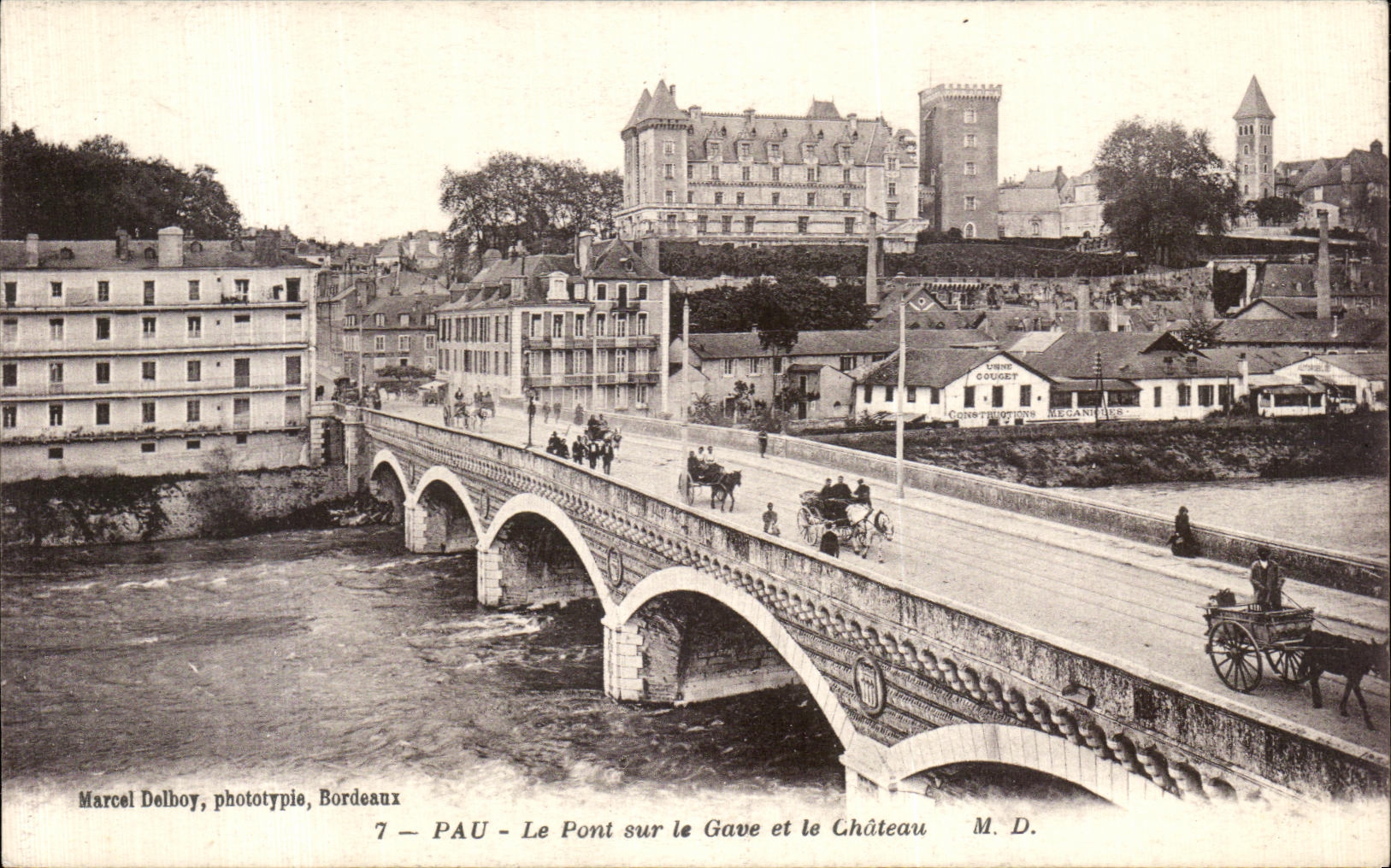 PAU - Der Brücke über den Gave und das Schloss — Marcel Delbroy, Phototypie, Bordeaux, n°7