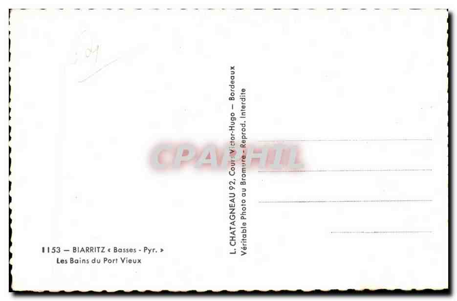 CPA Biarritz Basses Pyr Les Bains du Port Vieux — Verso