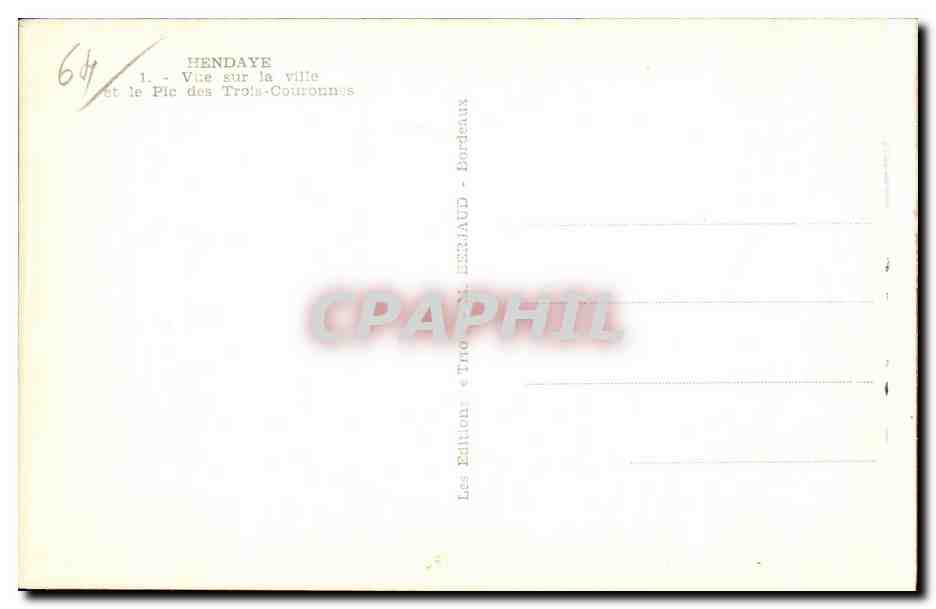 CPA Hendaye Vue sur la Ville et le Pic des Trols Couronnes — Reverso