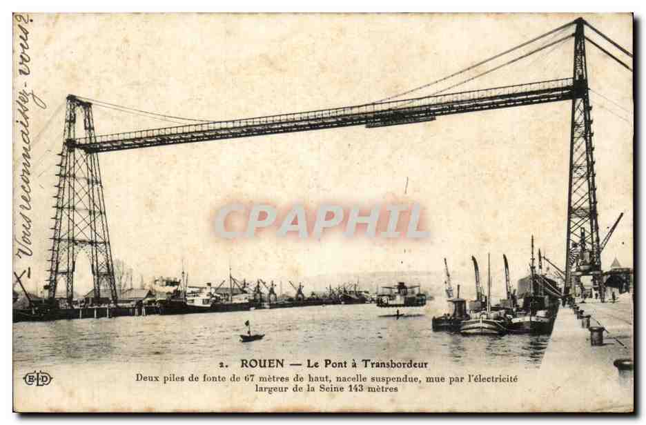 CPA Rouen Le Pont a Transbordeur Bateaux