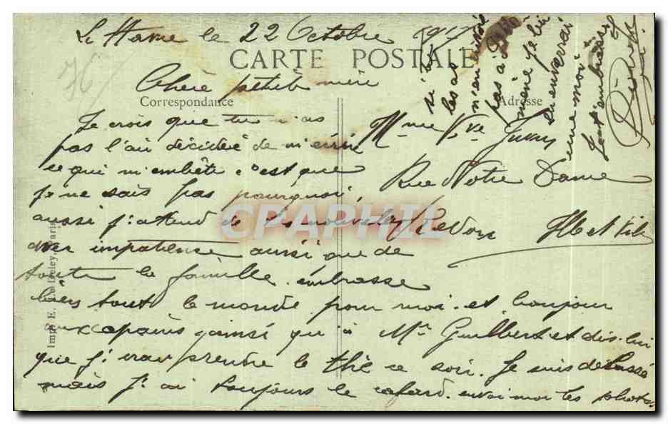 CPA Le Havre Canot Life boat in danger — Rückseite