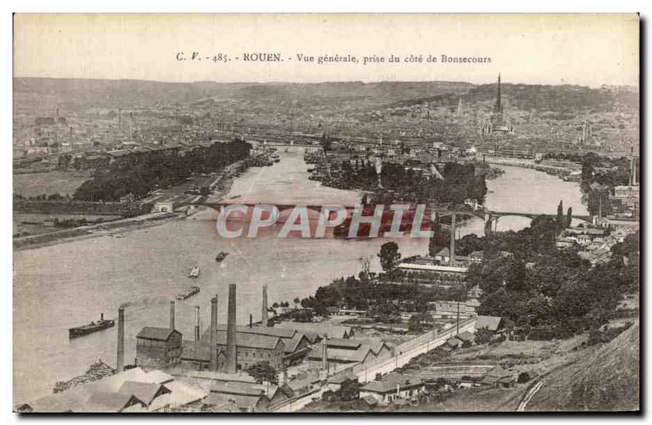 CPA Rouen Vue generale prise du cote de Bonsecours