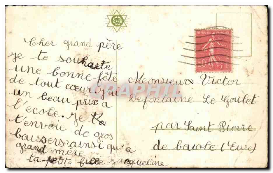 CPA Fantaisie Fleurs Rose Bonne Fete — Rückseite