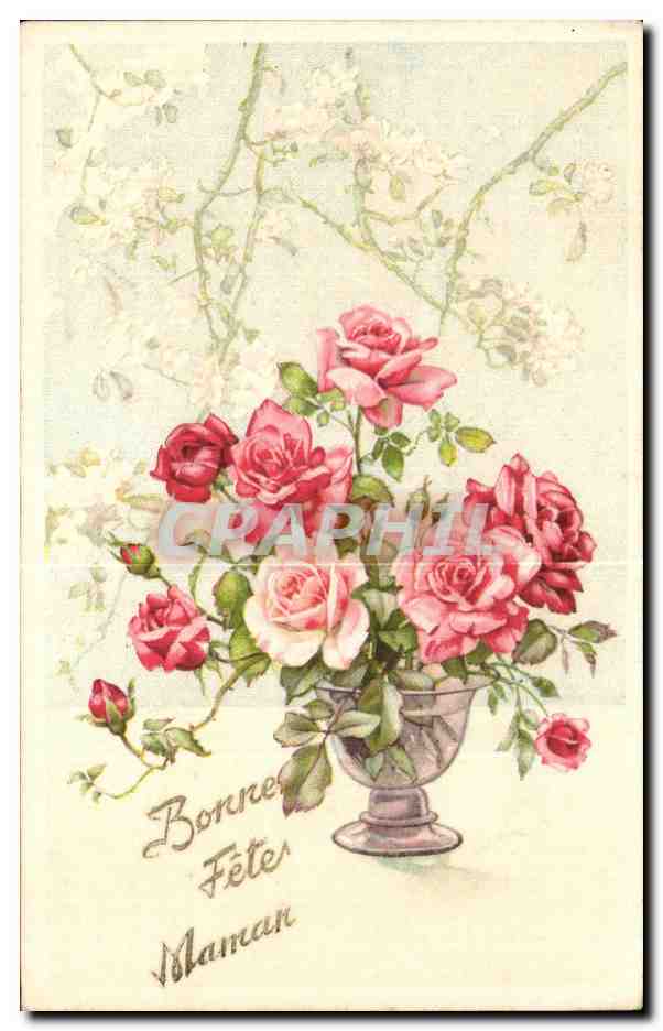 CPA Fantaisie Fleurs Rose Bonne fete Maman