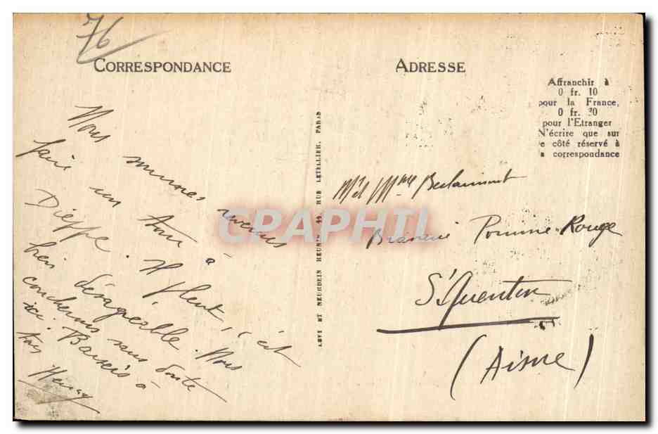 CPA Dieppe Les Jardins du Casino et le Vieux Chateu — Rückseite