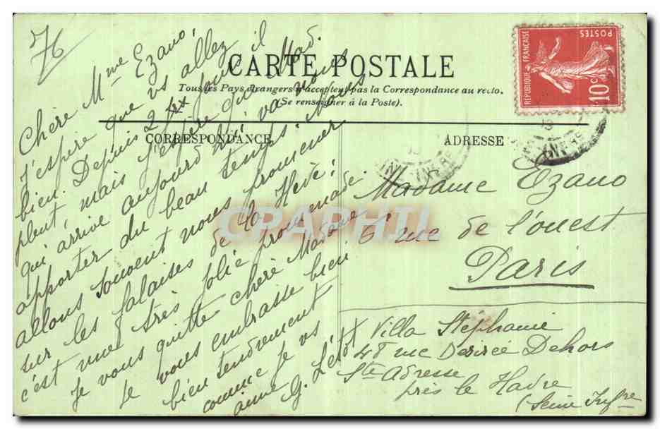 CPA Saint Adresse Les Falaises de la heve — Rückseite