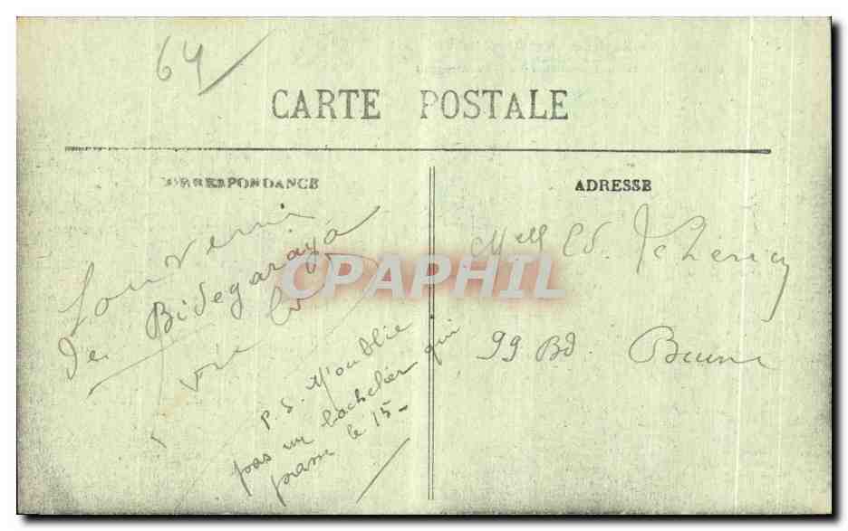 CPA Cote Basque Ascain Olhette La Rhune et la Montagne de Ciboule — Rückseite