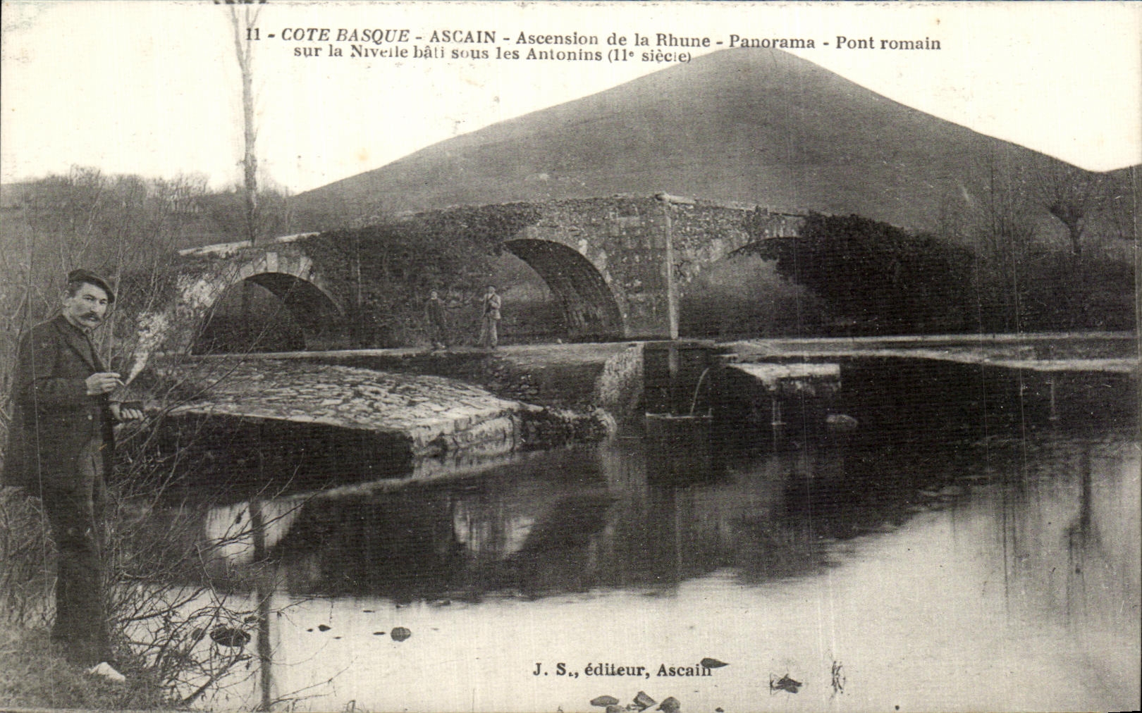 CPA Cote Basque Ascain Ascenslon de la Rhune Panorama Pont romain