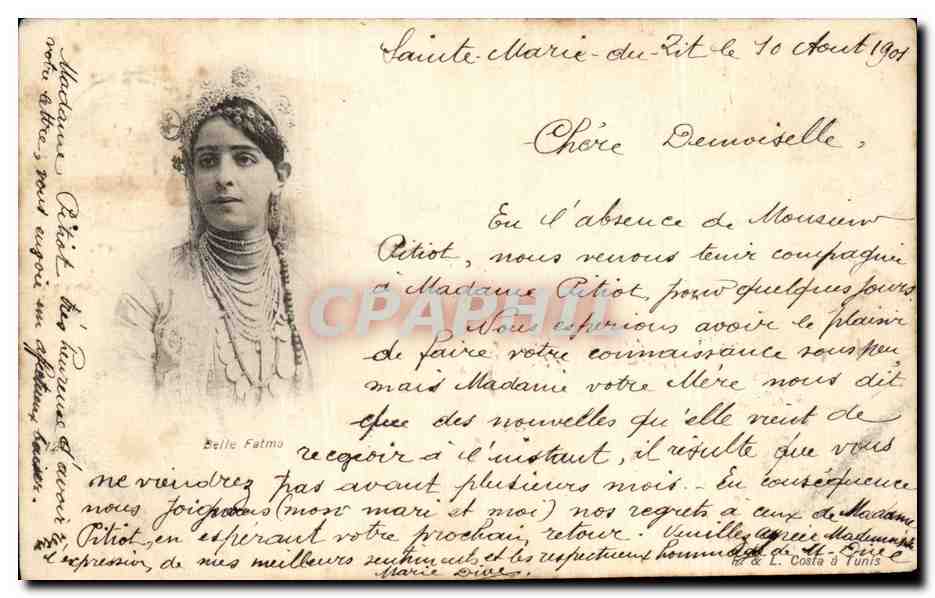 CPA Tunisie Belle Fatma Folklore Femme Costume