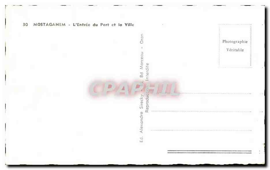 CPA Mostaganem L entree du Port et la Ville — Rückseite