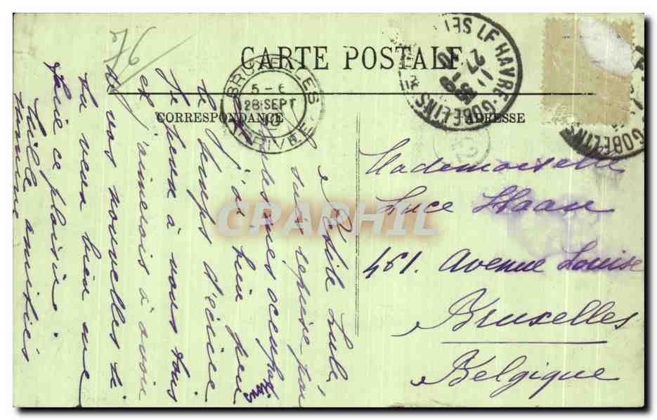 CPA LE Haver Le Rond Point Felix Faure Tramway — Rückseite