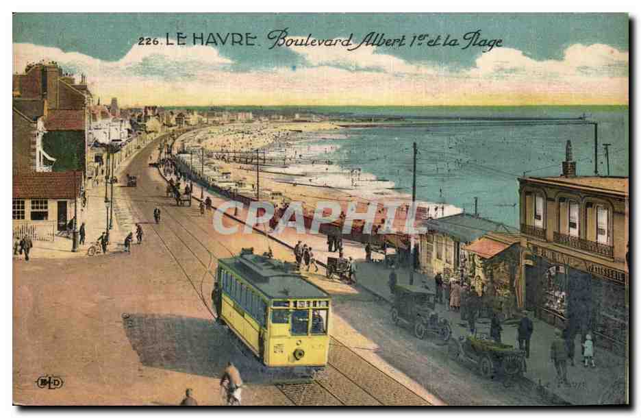 CPA Le Haver Boulevard Albert 1er et la plage Tramway
