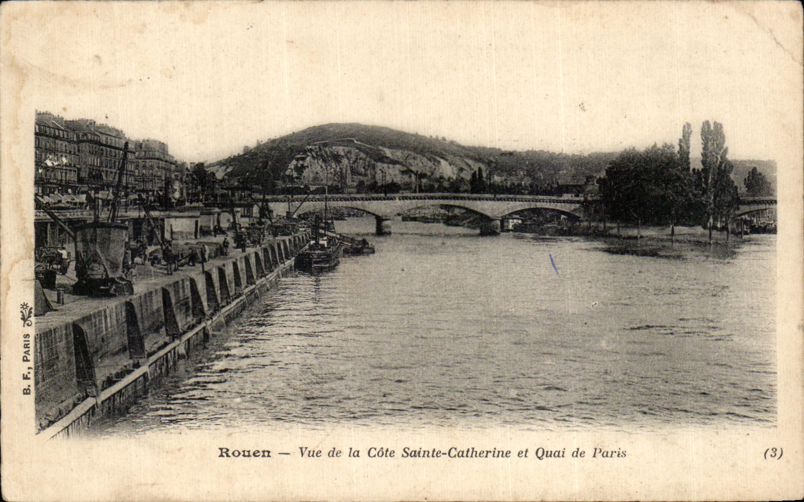CPA Rouen Vue de la Cote Sainte Catherine et Quai de Paris