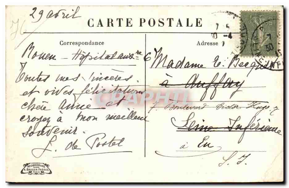 CPA Rouen Institution John Lambert Batiment Saint Jean — Verso