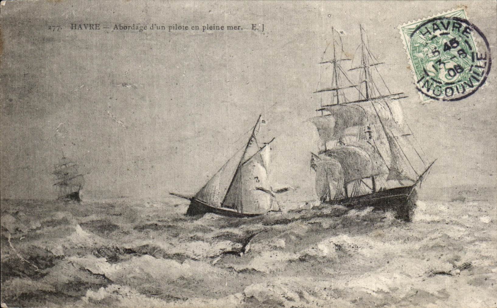 CPA Havre Abordage D un Pilote en Pleine Mer Bateaux Voiliers 