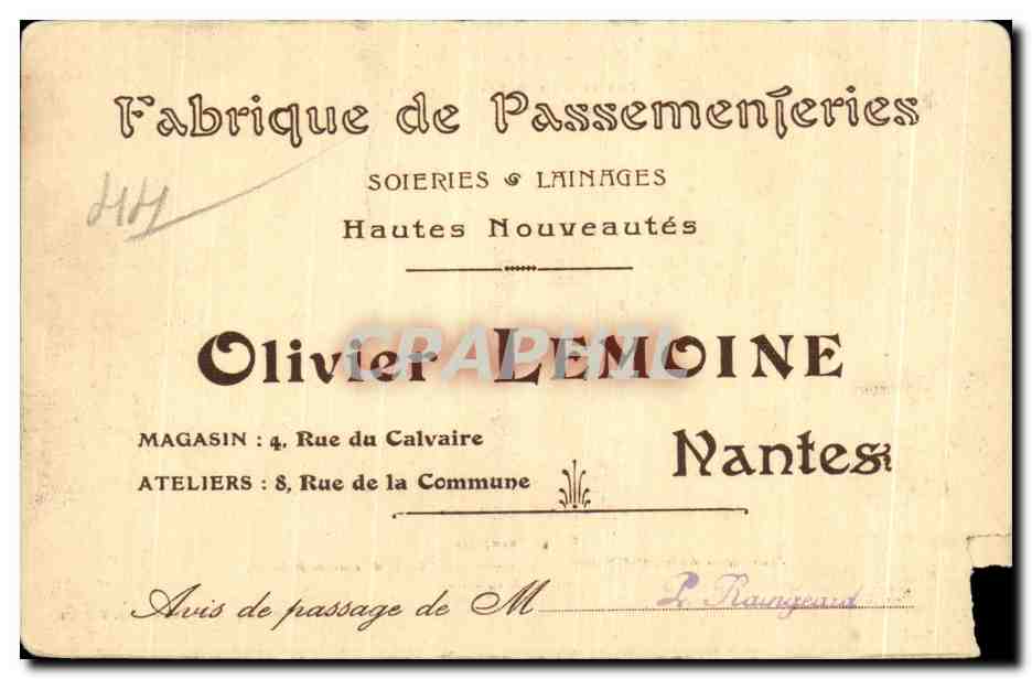 Cartolina d'epoca Nantes Museo Degli Arte Belli Jean-Louis Hamon L escamoteur Quart d'ora di Rabelais — Verso