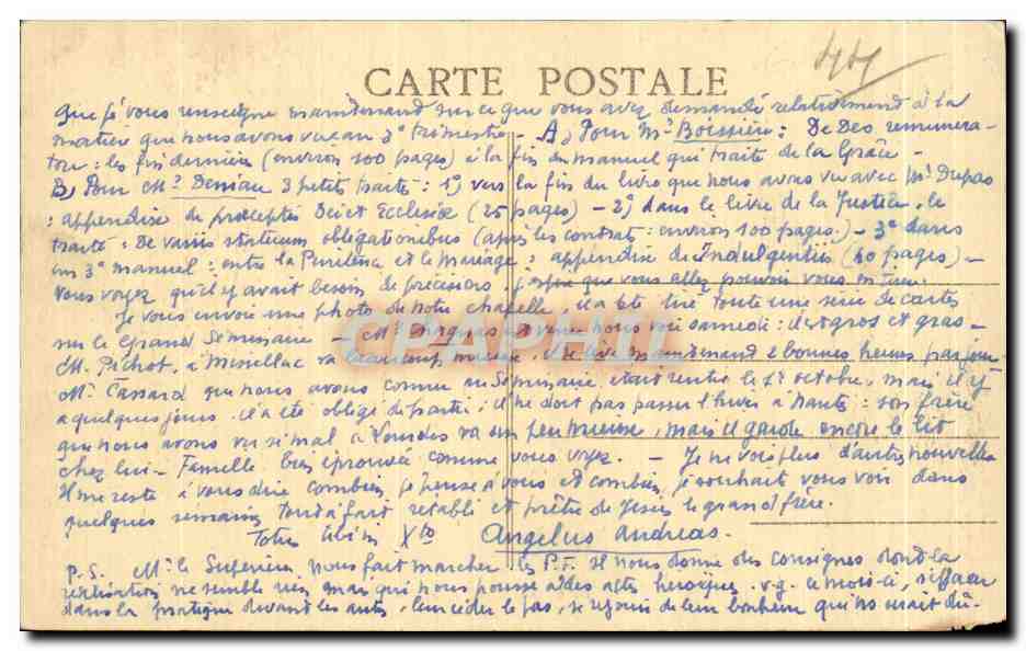 CPA Nantes Le Grand Seminaire La chapelle — Rückseite