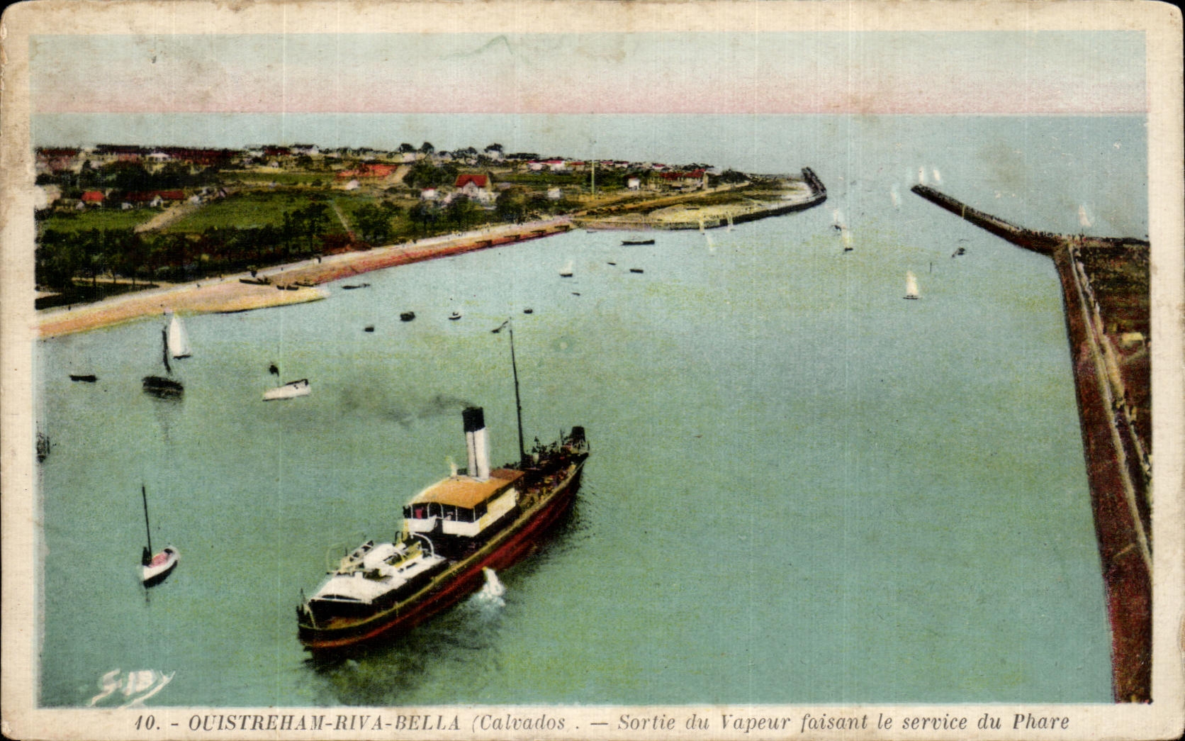 Ouistreham-Riva-Bella (Calvados) — Sortie du vapeur faisant le service du phare — Siby, n°40