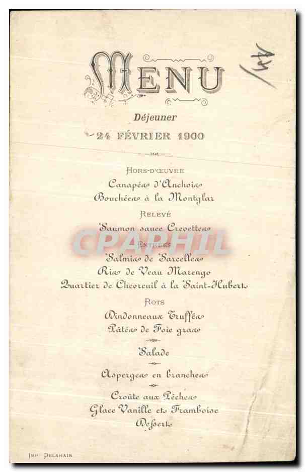 CPA Pont L Eveque Eglise Saint Michel Carte menu 1900  — Rückseite