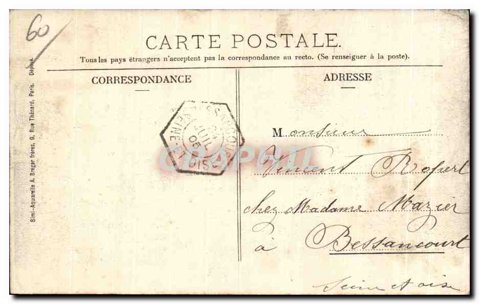St-Leu - Château de la Chaumette — éditeur Ch. Guillett, n° de série non visible — Rückseite